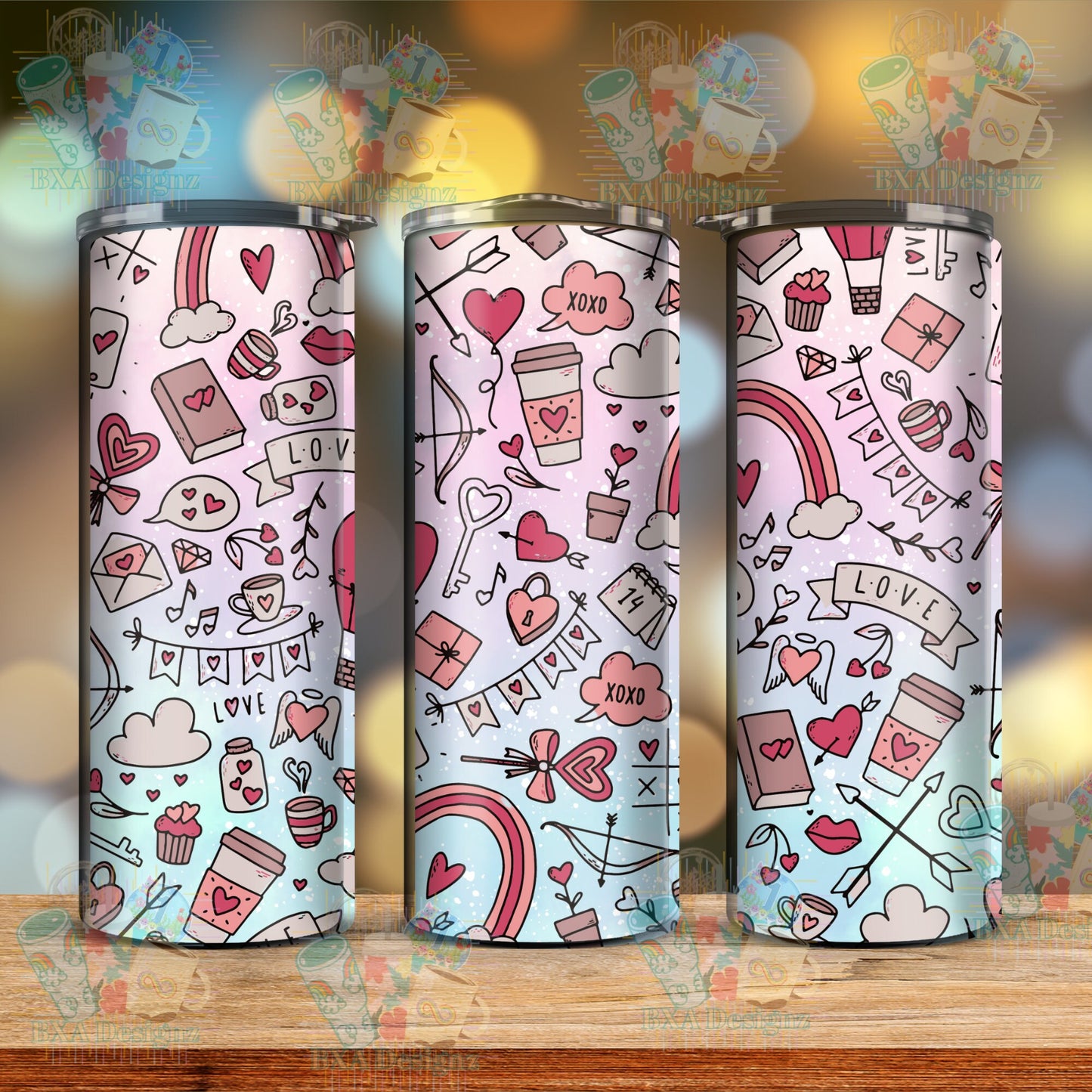 Valentine Doodle Seamless tumbler