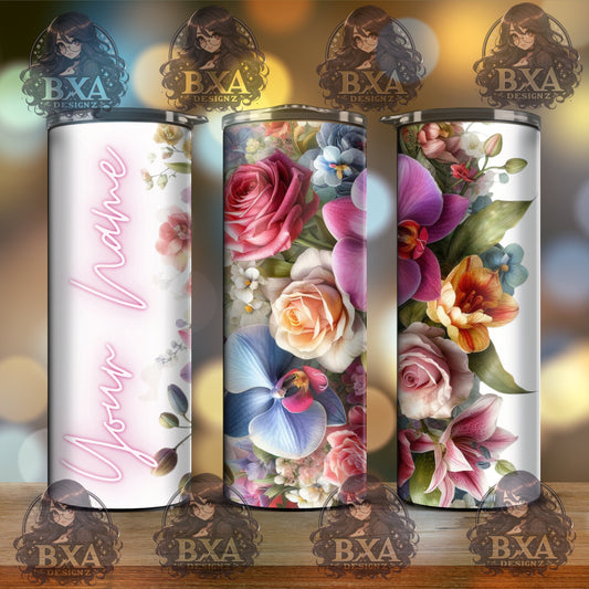 3d Flowers Skinny Tumbler